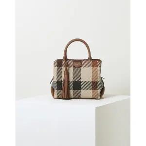 [롯데백화점]닥스 액세서리 LL[선물포장]브라운 체크 소가죽 토트백 DCBA4E682