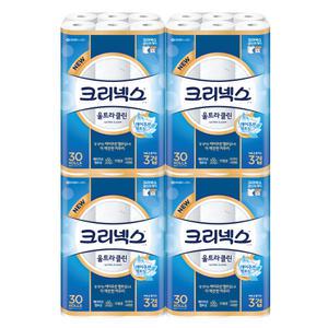 크리넥스 울트라 클린 3겹 30롤 25m 4팩 화장지/휴지