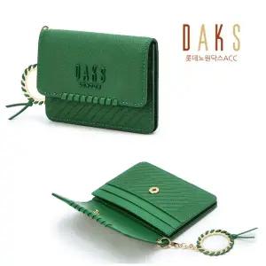 [롯데백화점]닥스 액세서리 [선물포장]DCHO3E162E2 그린 로고배색 소가죽 여자 카드지갑