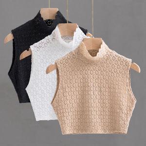 페이크 크롭 목폴라 폴라 레이스 넥워머 레이어드 페이크카라