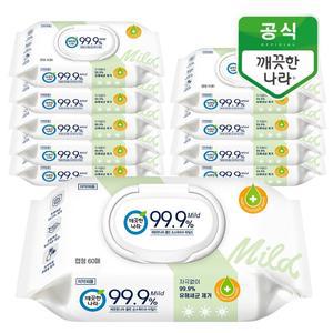 깨끗한나라 클린 손소독티슈 마일드 캡형 60매 10팩