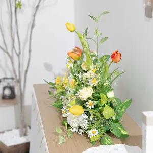 수선화 튤립 센터피스 조화 ST84_데이지 대형 80cm 인테리어 꽃 테이블 장식 소품 웨딩 촬영 행사