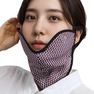 (국산) 자외선차단 여성 체크 골프 볼마스크 AT-M2 스포츠 얼굴햇빛가리개 턱마스크