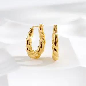 [골드팡] 18k 볼륨 트위스트 로프 링귀걸이