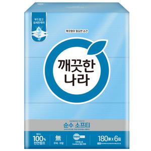 깨끗한나라 순수 소프티 미용티슈 180매x6입