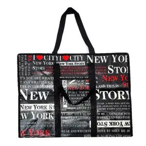 뉴욕시티 지퍼 타포린백 부직포가방 낮잠 이불 가방 장바구니 여행가방 블랙 1P 특대형 쇼핑백 이불가방