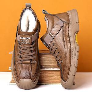 EAMT 남자 워킹화 아웃도어 부츠 방수 방풍 캠핑 스포츠 쿠셔닝 기모 통굽 면 고무 미들 겨울 솜 EUNG4