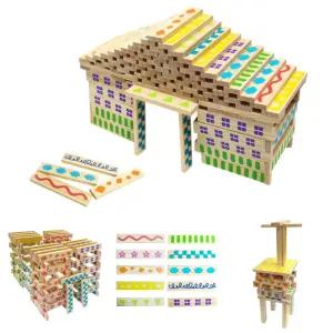 컨스트럭션 블럭 (100p) 카프라 쌓기놀이 원목블럭 스택킹 소근육발달 나무 블록 어린이