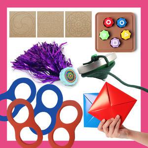 문구클럽 오징어게임 2인3각+근대5종세트 / 딱지치기 팽이치기 공기놀이 제기차기 비석치기