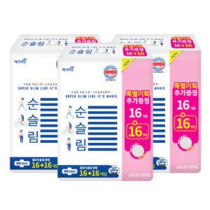 예지미인 생리대 순슬림 중형 16+16P X 3팩