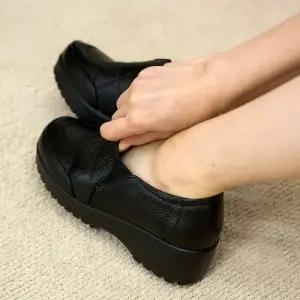 제이시 6cm 발편한 키높이 여자 통굽로퍼 소가죽 K202