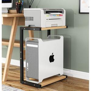 컴퓨터 본체 프린터 대형 트레이 사무실 2단 화이트 스탠드 이동식 거치대 블랙 받침대