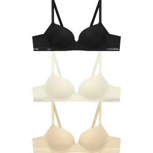 [롯데백화점]코데즈컴바인 이너웨어 베이직 노와이어 여성브라 (블랙+크림+스킨) 3종(CEWBR162BKCRMSK)