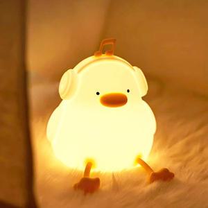 헤드폰 쓴 오리 무드등 LED 무선 터치램프 C타입 충전식  수유등 수면등 취침 타이머 색상변화 인테리어 조