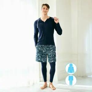 [하프클럽/베이직 엘르]베이직엘르 남성인 집업 래쉬가드 워터레깅스 비치반바지 세트 BEM-Y902N