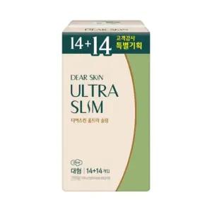 디어스킨 울트라슬림 대형날개형 L 28개입/샘방지/원터치/스킨/웨어/부드러움/쾌적함/흡습성/흡수력/통기성