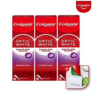 [콜게이트]미백 화이트닝 충치 불소 치약 옵틱화이트 다즐링 100gx3개+치약짜개
