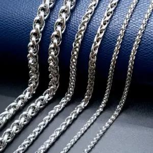 남자 은 목걸이 실버 백금 도금 화이트 골드 써지컬스틸 밀 체인 목걸이 줄