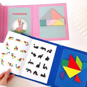자석 칠교 놀이 도형 도안 블록 세트 탱그램 유아 초등 교구 학습 장난감 어린이집 생일 답례품 단체 선물