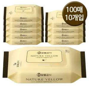 알뜰공식 무향 순한 캡형 옐로우 100매 X 10팩 대용량 아기 물티슈