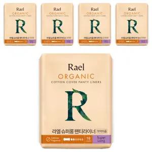 라엘 유기농 컴포트 데일리 클린 순면 팬티라이너 슈퍼롱 18개입 5개