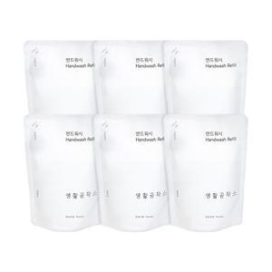 [생활공작소] 핸드워시 손세정제 리필 400ml 6개 / (파우더향/청포도향 택1)