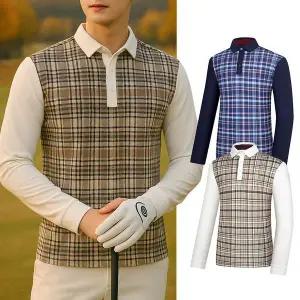 [하프클럽/]비티알 남성 흡습 기모 골프 긴팔 카라 티셔츠 BSC412ST5M