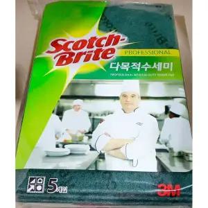 (청색 5매) 3M 스카치 수세미/청수세미/싱크대/광수세미/초록/냄비/양면/광택/탄수세미/욕실용/욕실/청소