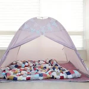 3인용 원터치 난방텐트 아궁이 사각 방한텐트 우풍차단 수면 보온 침대 텐트 킹사이즈 180x200