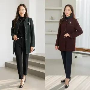 (강력추천) 마담4060 투톤 울 하프 코트 1종