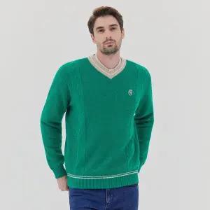 까스텔바작 남성 골프 이프리스 배색 브이넥 방풍 울 니트 티셔츠 기능성 골프웨어 긴팔티