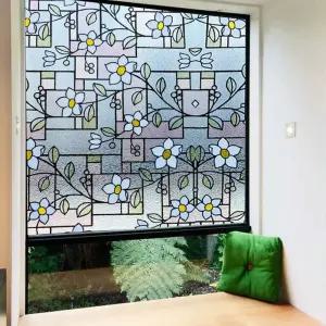 생활가꿈 열차단 무점착 유리창 시트지 컬러 플로럴