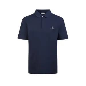 [헤지스남성]헤지스 남성 네이비 단색 면 반팔카라티셔츠  (WHTS5B402N2)