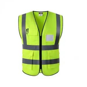 고품질 포켓 형광 조끼 안전 공사 작업 야광조끼 경비조끼 안전조끼 (WFKAOWE)