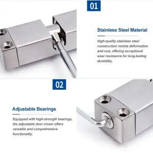 자동 도어 클로저 내구성 있는 조용한 조절 가능 도어 클로저 가구 하드웨어 스테인리스 스틸 스프링