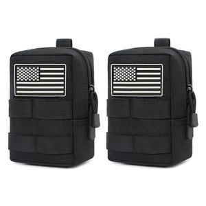 [미국배송] 소형 몰 파우치 2팩 - 전술용 컴팩트 방수 EDC 가방 유틸리티 벨트 허리