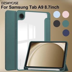 삼성 갤럭시 탭 A9/A11 8.7인치 2023 2025용 케이스, 투명한 뒷면, 펜슬 홀더 포함, 자동 절전/깨우기 지원