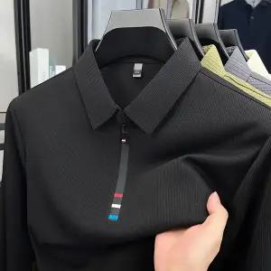 봄 긴팔 지퍼 폴로셔츠 셔츠 반집업 카라 티셔츠 칼라 알 라이트 세미 남성 폴로 고퀄리티 개성 체크 프린