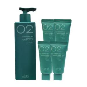 아모스 녹차실감 지성 샴푸 500g +녹차팩미니120ml