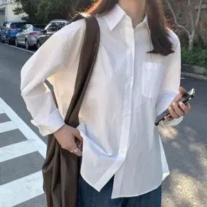 여성 베이직 무지셔츠 흰색남방 여자오피스룩