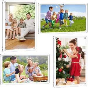 삼유초 4팩 냉장고용 아크릴 마그네틱 액자 4 x 6 벌크 지갑 크기 양면 투명 자석 홀더 현재 홈 오피스