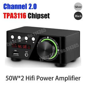 미니 오디오 HiFi Bluetooth 5.0 전력 클래스 D 증폭기 2.0 채널 Tpa3116 디지털 앰프 50W  2 가정용 자동