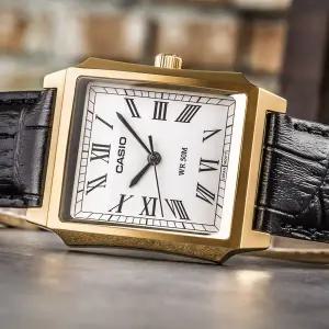 [카시오]탱크 스퀘어 남성 손목시계 사각 로마 로즈골드 명품 디자인 남자 패션 가죽시계