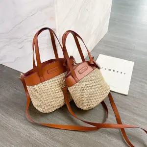 짜임 느낌 라탄 크로스 토드 투웨이백