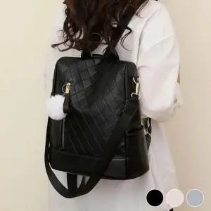 여성 마름모 패턴 토트 손잡이 키링 백팩 패션 가방 데일리백팩