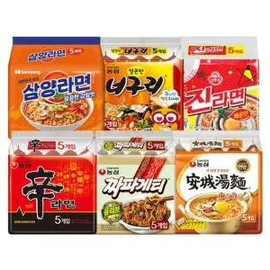 봉지라면 혼합 30 (신라면5+짜파게티5+안성탕면5+삼양라면5+너구리5+진라면매운맛5)