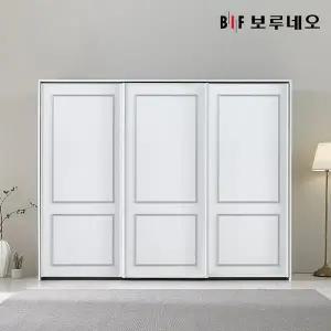 [보루네오하우스]쥬피터 E0 웨인스코팅 슬라이딩 키큰 옷장 2400 수납형(3도어)
