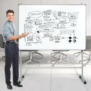 이동식 화이트보드 120x180cm 거치대 세트 판 바퀴 스탠드 받침대