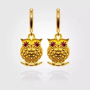 [베티블루] 995 999 24K 순금 솔방울 나무 부엉이 여성 3.75g 금 원터치 귀걸이