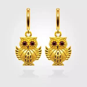 [베티블루] 995 999 24K 순금 구슬 토템 부엉이 여성 3.75g 금 원터치 귀걸이
